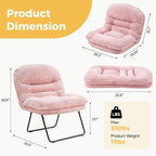 Comfy Saucer Chair,Foldable Padded Chairs for Bedroom, Dorm & Gaming, Foldable Fashion Floor Chair with Back Support for Small Spaces,Dark Pink