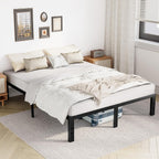 King Size Bed Frame - Metal Platform Bed Frames Mattress Foundation with Steel Slat Support, No Box Spring Needed, Storage Space Under Base, Easy Assembly, Black