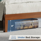 Twin Size Wood Bed Frame with Headboard, Solid Natural Wooden Platform Bed Base, Heavy Duty Slat Support Mattress Foundation, No Box Spring Needed, Low-Profile Design