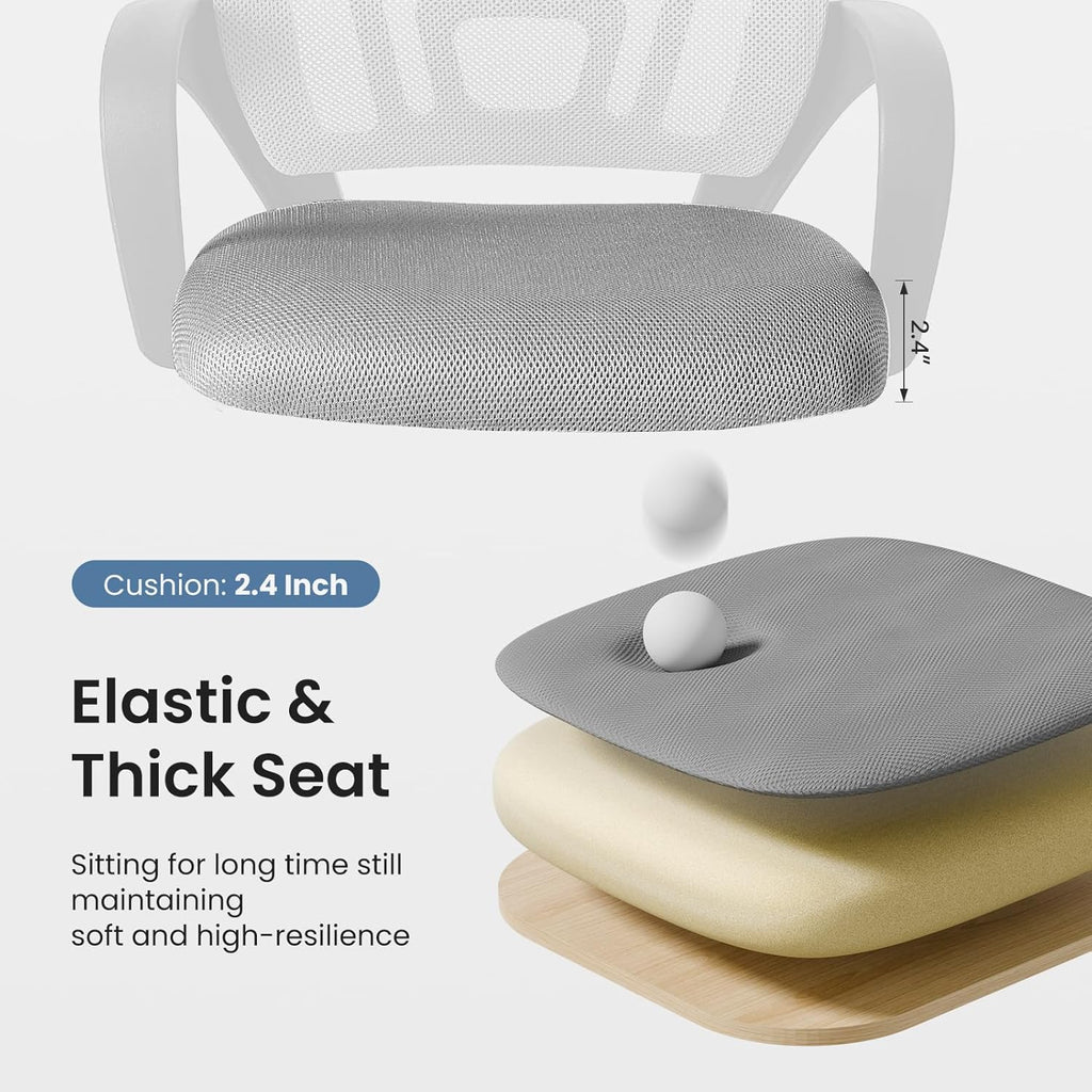 Office Desk Chair - Ergonomic Mid Back with Lumbar Support & Rocking Mode, Height Adjustable with Fixed Armrest, for Home, Computer, Gaming, Conference, Meeting Room, 360?? Swivel, Grey, 2 Pack