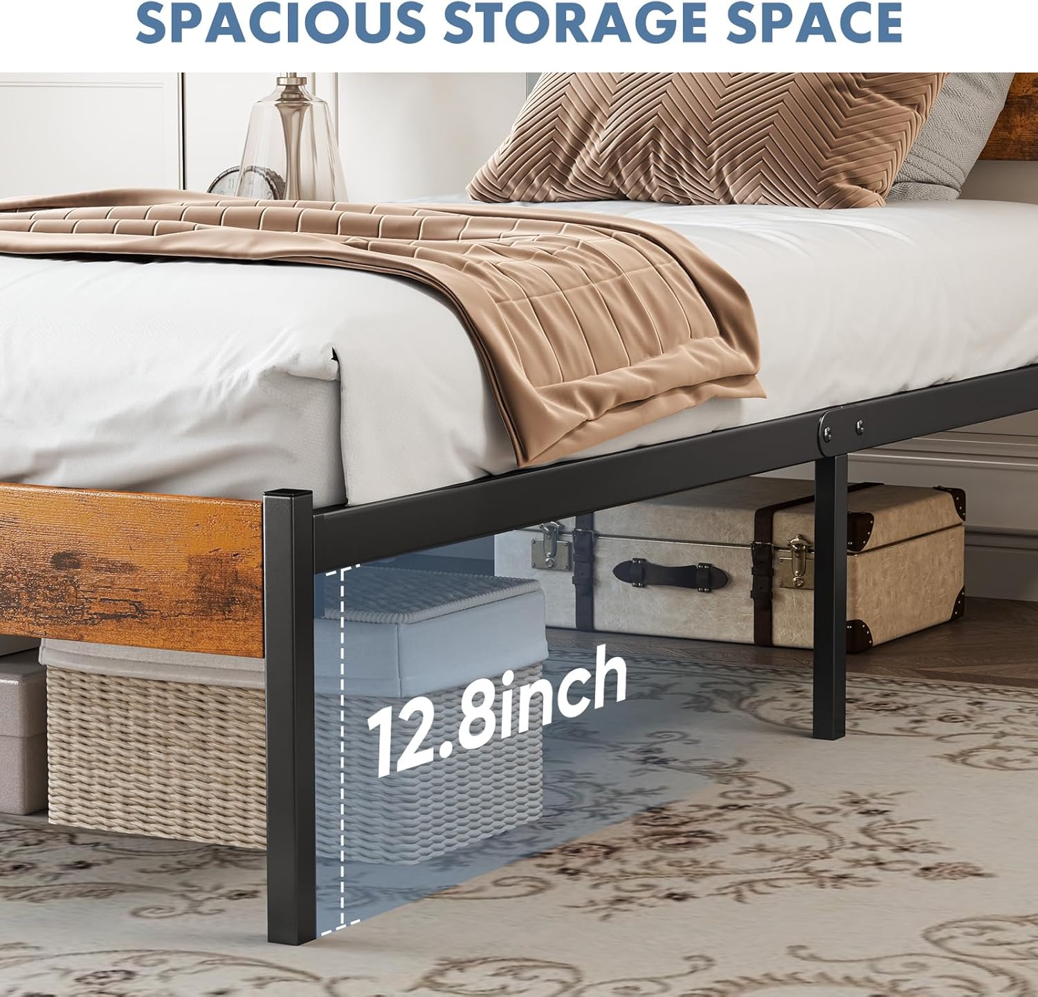 Twin Size Metal Platform Bed Frame - Mattress Foundation with Headboard and and Footboard, No Box Spring Needed with 700LBS Sturdy Wooden Slats Support, Noise Free, Easy Assembly