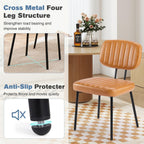 Dining Chairs Set of 6, Upholstered Mid-Century PU Leather Accent Chair with Backrest and Metal Legs for Kitchen, Living Room, Brown