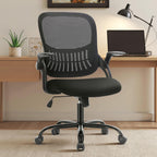 Home Office Managerial Executive Chair, Ergonomic Mesh Adjustable Swivel Mid-Back Chair with, Flip-up Arms, Comfortable Lumbar Support, Comfy Arms for Bedroom,Study,Student