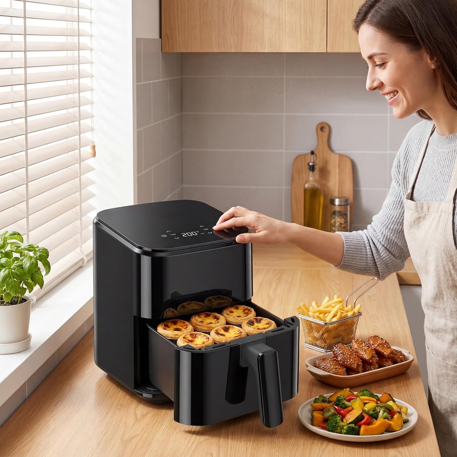 Air Fryer, Compact Digital 3 Qt Airfryer with Auto Shut-Off, Quick & Easy Meals in Minutes with Nonstick & Dishwasher Safe Basket, Ideal for Small Spaces