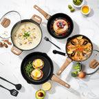 25 Pcs Pots and Pans Set, Nonstick Kitchen Cookware Set, Induction Cooking Sets with Stay-Cool Handles, Deep Black