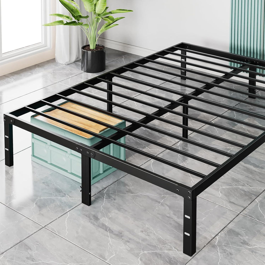 Twin XL Size 16 Inch Platform Bed Frame, Heavy Duty Metal Foundation Frame, Noise-Free Sturdy Steel Slats, Underbed Storage, No Box Spring Needed, Quick Setup