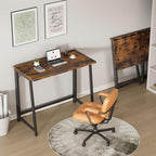 31.5 Inch Folding Desk, Foldable Computer Table for Small Spaces, Metal Frame Gaming Writing Work Station, Mini Home Office Surface, Rustic Brown