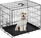 Dog Crate, 24 Inch Small Single Door Dog Cage with Plastic Leak-Proof Pan Tray, Folding Metal Wire Pet Kennel for Indoor, Outdoor, Travel
