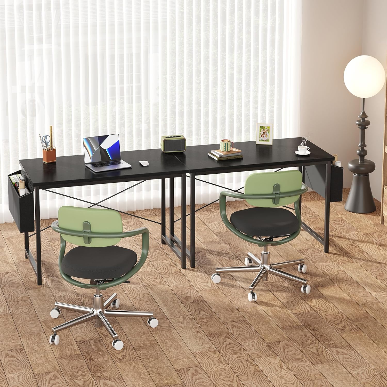Computer Desk 44 Inch Home Office Desks for Small Spaces, Gaming Writing Study Work Table with Storage Bag and Headphone Hook for Bedroom, Black