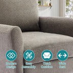 Comfy Accent Chair for Living Room Bedroom and Waiting Room, Upholstered Mid-Century Reading Chair with Pillow and Solid Wood Legs, Wide Singe Modern Lounge Sofa (Gray, 2 Pack)