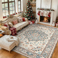 8x10 FT Large Area Rug for Living Room, Machine Washable Low-Pile Rug with Non-Slip Backing, Durable Edge Binding for Bedroom, Dining Room, Vintage Brown