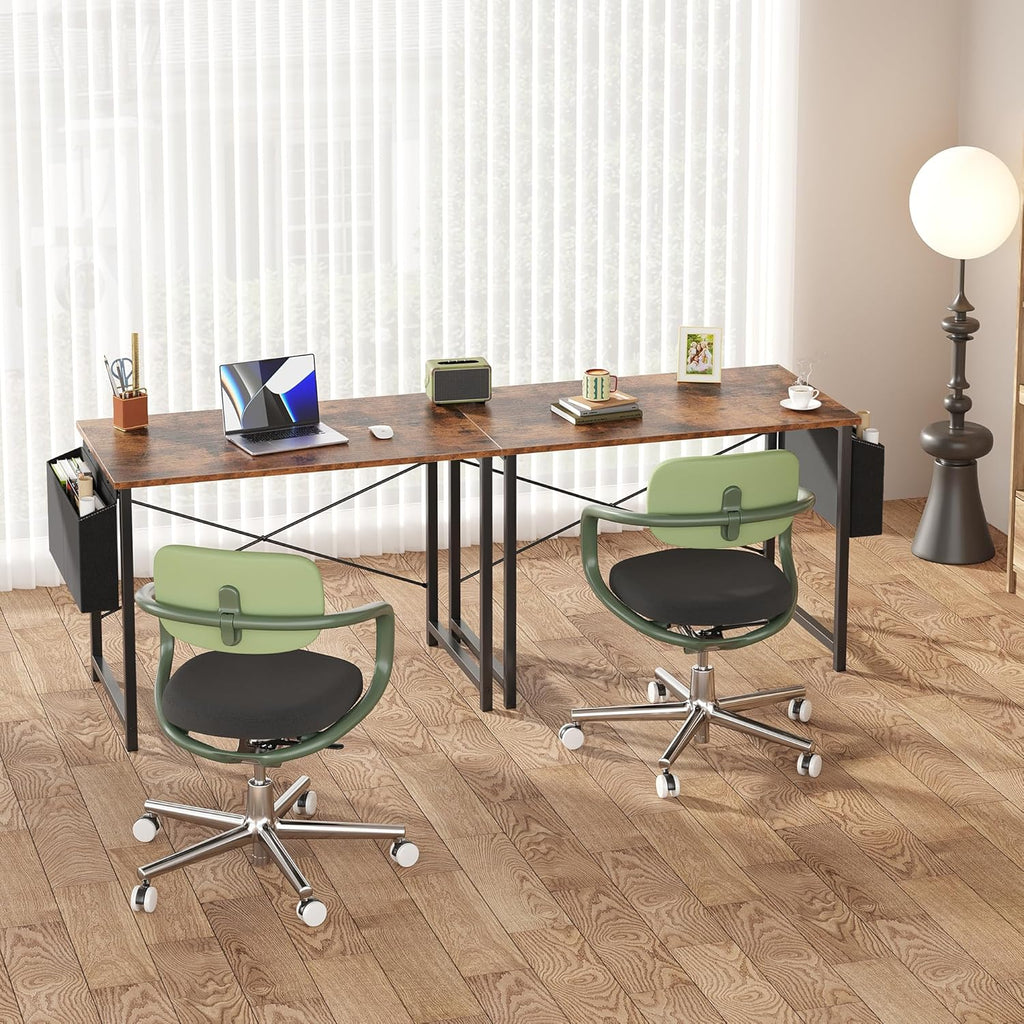 Computer Desk 40 Inch Home Office Desks for Small Spaces, Gaming Writing Study Work Table with Storage Bag and Headphone Hook for Bedroom, Rustic Brown