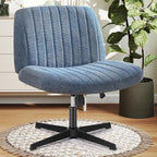 Criss Cross Chair No Wheels, Legged Office Desk Armless Chiar Wide Seat, Adjustable Swivel Teddy Fabric Task Vanity Chairs for Home Bedroom, Pink