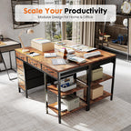 47 Computer Desk with 6 Drawers, Home Office Gaming Desks with Storage Shelves for Bedroom, Writing Study Corner Living Room Work Table Rustic Brown