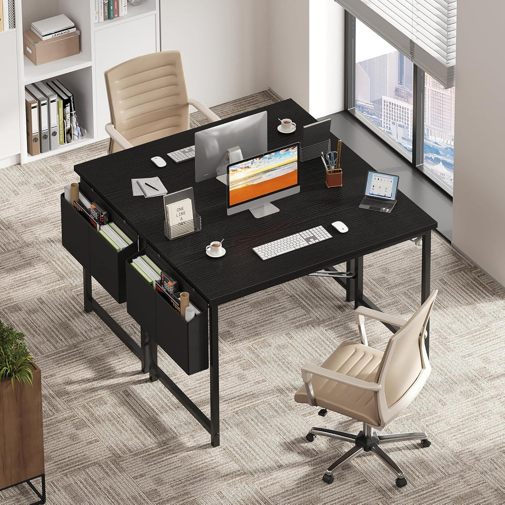 Computer Desk 44 Inch Home Office Desks for Small Spaces, Gaming Writing Study Work Table with Storage Bag and Headphone Hook for Bedroom, Black
