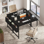 Computer Desk 44 Inch Home Office Desks for Small Spaces, Gaming Writing Study Work Table with Storage Bag and Headphone Hook for Bedroom, Black