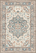 8x10 FT Large Area Rug for Living Room, Machine Washable Low-Pile Rug with Non-Slip Backing, Durable Edge Binding for Bedroom, Dining Room, Vintage Brown