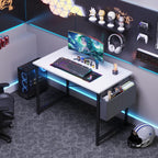 Computer Desk 31 Inch Home Office Desks for Small Spaces, Gaming Writing Study Work Table with Storage Bag for Bedroom, White
