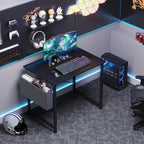 Computer Desk 31 Inch Home Office Desks for Small Spaces, Gaming Writing Study Work Table with Storage Bag for Bedroom, Black